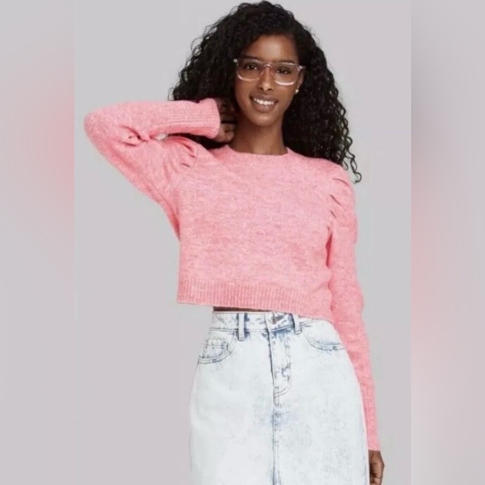Wild Fable Pink Women's Cropped Fuzzy Sweater